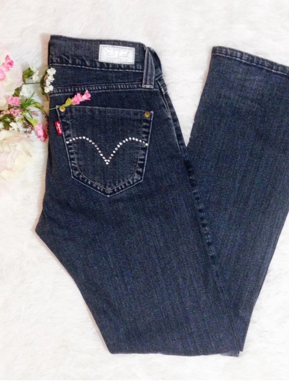 Levi's bling pockets jeans 7M striped